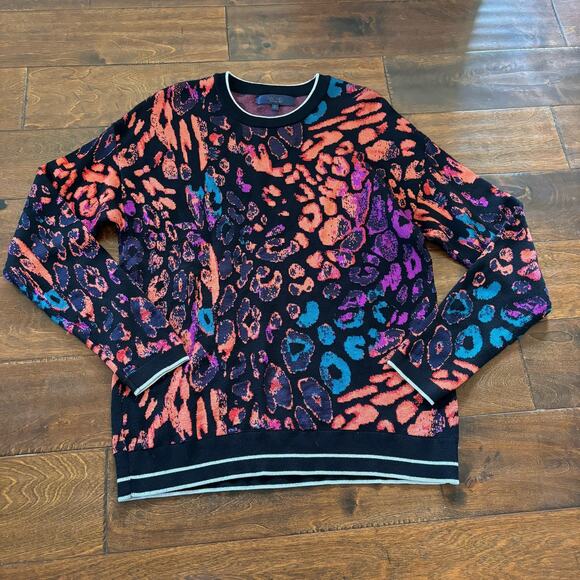 Rachel‎ Roy Sweater Size Medium Bright Multi Leopard Combo Print Rikki Pullover - Picture 2 of 8